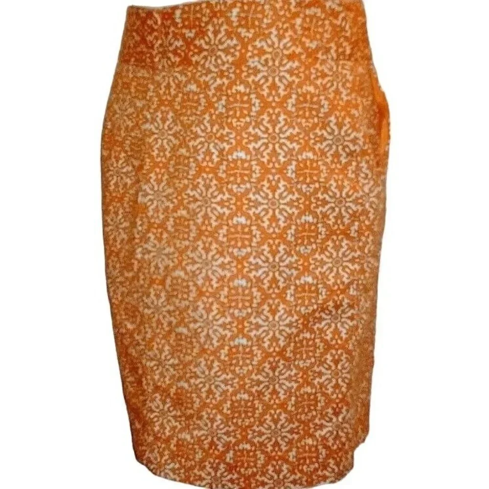 Rafaella Petite Womens Pencil Skirt Size 6P Orange White